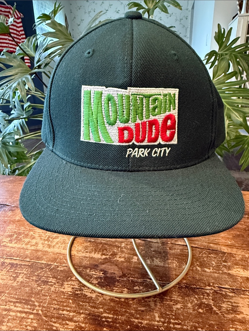 Mountain Dude Park City Utah Green Snapback Trucker Hat